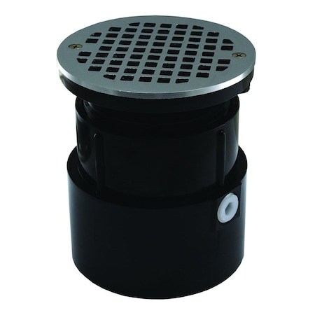 Jones Stephens 4in. ABS Over Pipe Fit Drain Base with 3-1/2in. Plastic Spud and 5in. Stainless Steel D53421